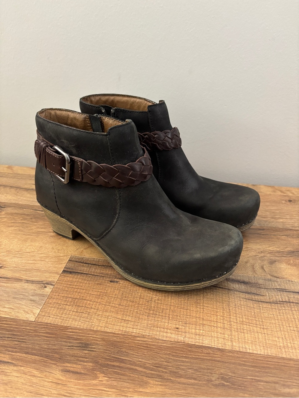 Dansko Tivoli Michelle Leather Ankle Boot Braided Buckle Black